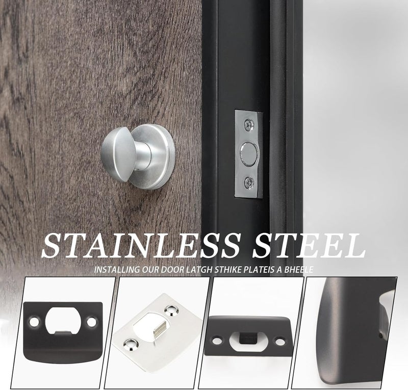 Xorim 12 PCS Door Strike Plate, Strike Plate with 24*Reinforced Screws, Door Plates for Interior Doors for Knob or Latch, Matte Black Finish - Image 3
